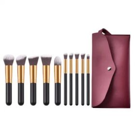 10 pcs makeup Portable fashion high-end beauty tool set (Black Gold) with bag