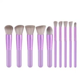 Purple 10 pcs makeup brush set