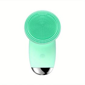 CONESN Electric Facial Cleansing Brush,Silicone Facial Cleansing Brush, Electric Silicone Face Brush, Sonic Facial Cleansing Brush For Makeup Remover (Color: Green, Material: ABS+Silicone)