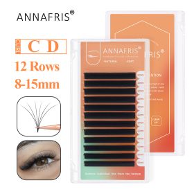 ANNAFRIS Easy Fan Eyelash Extension Automatic 1S Flowering 0.07mm Individual False Lashes Natural Soft Matte Black Volume Lash Extensions supplies (Curl: D, Length: 13mm)